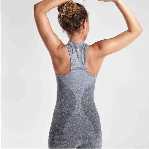 Gymshark Adapt Ombre Seamless Contour Highneck Tank Top Shirt Size Medium Gray M - Picture 2 of 11